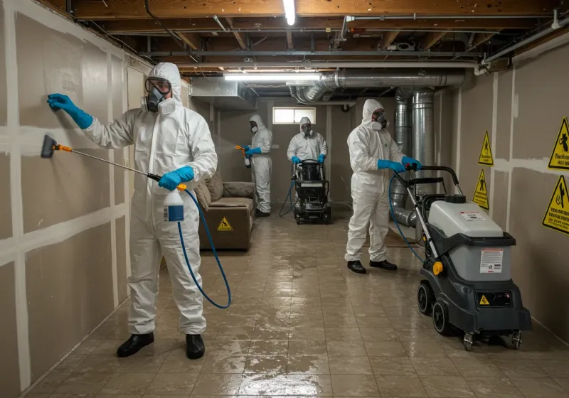 Basement Moisture Removal and Structural Drying process in Ranlo, NC